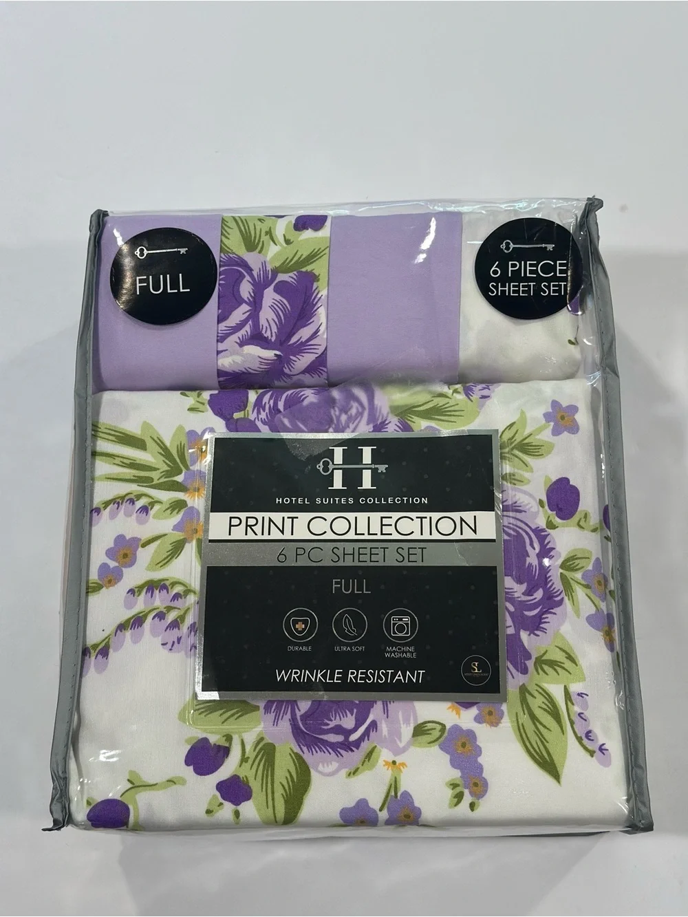 NEW Hotel Suites Collection Full - 6PC Floral Purple/Lavender Wrinkle Resistant